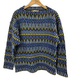 VTG P&M Wool Sweater Size 44 Jersey Modeller Sweden Blue Green Yellow